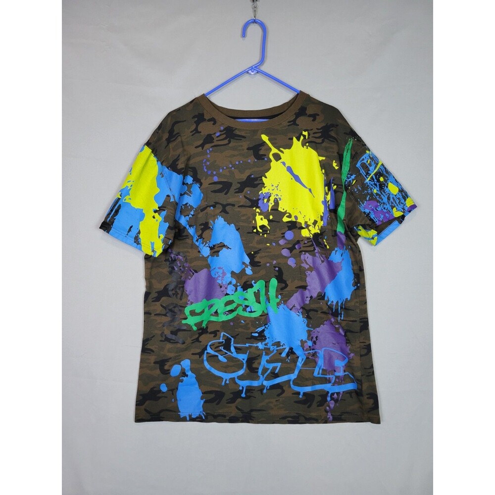 Vintage Y2K Sacred Crown Paint Splatter Camo Tshirt Fits Mens XL Streetwear